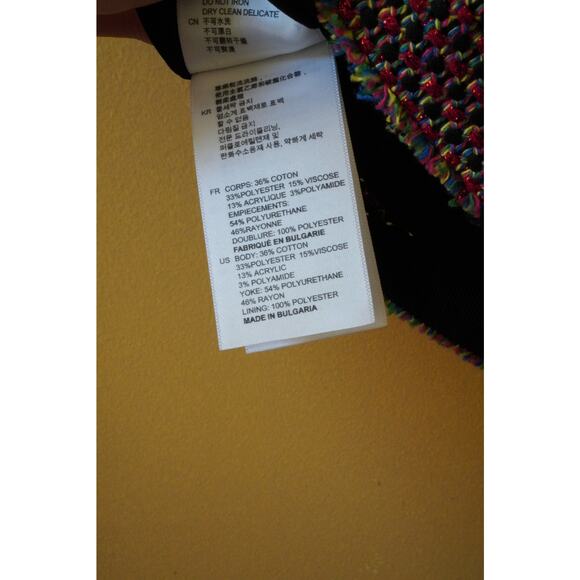 Sandro Crochet Tweed Boxy Cropped Short Sleeve Blouse Zip Top Size 2 Medium - Picture 8 of 10